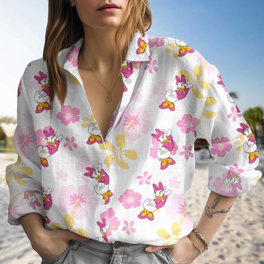 Disney Daisy Duck Blouse Shirt, Donald Daisy Floral Shirt Women, Disneyland Matching Shirt Family, Mickey And Friends Shirt For Her