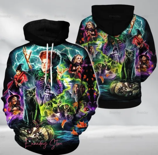 Halloween Hocus Pocus Sanderson Sisters 3D HOODIE US Size All Over Print