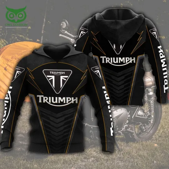 Triumph Motorcycles Yellow Line Black 3D Hoodie