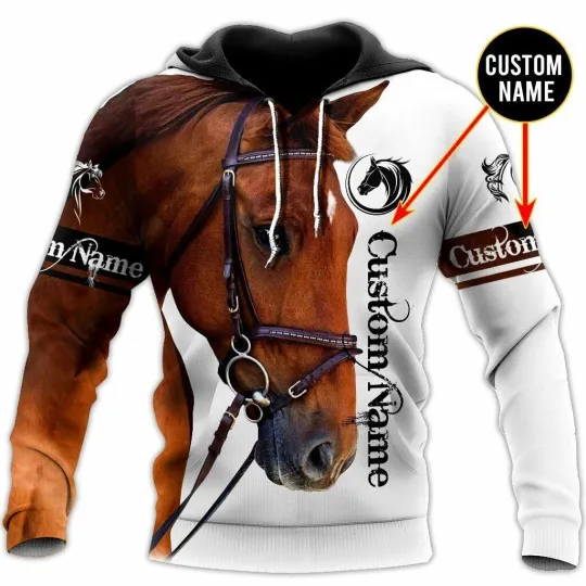 Horse Custom Name 3D Hoodie All Over Printed