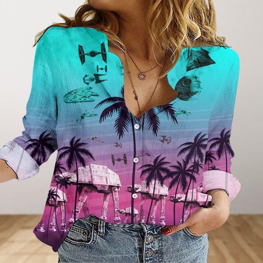 Disney Star Wars Blouses Shirt, Disney Starwars Shirt, Disneyworld Women Blouse, Disneyland Button Up Shirt, Galaxy's Edge Movie Shirt