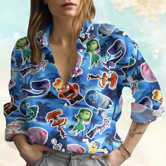Inside Out 2 Linen-Look Shirt, Disneyland Trip 2025 Shirt, Mental Health Women Shirt, Disney Feelings Blouses Shirt, Summer Gift For Her