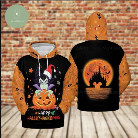 Hallothanksmas Maleficent 3D HOODIE Halloween Gift Best Price Christmas Gift