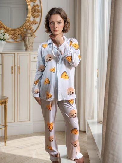 Custom Face Pyjamas Using Human Photo Dog Face PJs Cat Face Pajama Set Personalized Pet Dog Photo Pajamas Women Men Short Sleeve Pajama