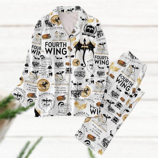 Fourth Wing Pajamas Set, Basgiath War College Women Pajamas, Retro Pajamas For Party, Dragon Rider Pajamas, Bookish Lover Gifts
