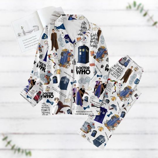 Doctor Who Pajamas Set, Doctor Who Pajamas Family, Dr Who Pajamas Pants, Tardis Police Box Christmas Pajamas, Tv Series Pjs