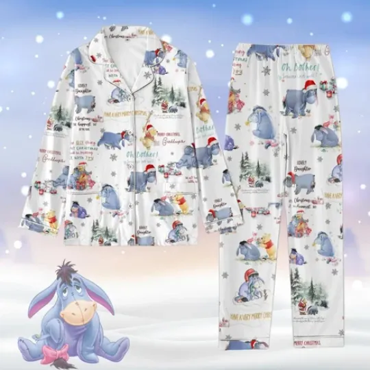 White Winnie The Pooh Pajamas Christmas, Eeyore Donkey Pajamas, Disney Pooh