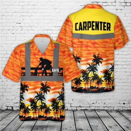 Discover Custom Name Carpenter Hawaiian Shirt, Casual Shirt For Men