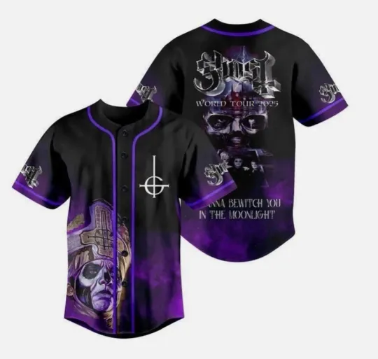 Ghost Band Tour 2025 Baseball Jersey, Skeletour Tour Rock Band Jersey
