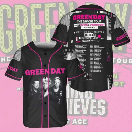 Green Day Tour Baseball Jersey – Tour Shirt for Punk Rock Fans