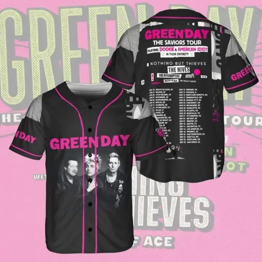 Green Day Tour Baseball Jersey, Tour Shirt For Punk Rock Fans, Unisex Band Tee