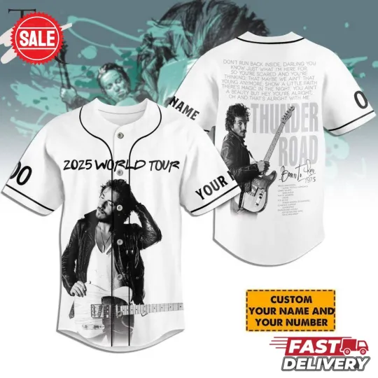 Bruce Springsteen 2025 World Tour Thunder Road Custom Baseball Jersey Shirt