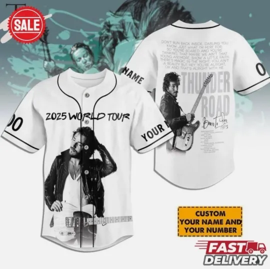 Bruce Springsteen 2025 World Tour Thunder Road Custom Baseball Jersey Shirt