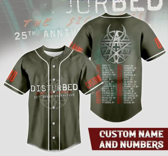 Disturbed 25th Anniversary Tour 2025 Personalized Baseball Jersey UU1161