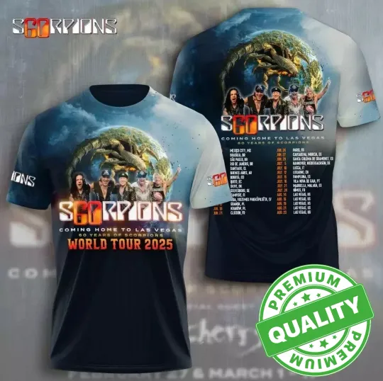 Scorpions Band 60 Years 2025 Concert Tour 3D Shirt