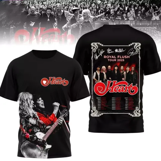 Heart BAND Royal Flush Tour 2025 3D T Shirt