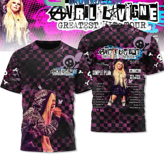 Avril Lavigne Tour 2025 The Greatest Hits Celebration T-Shirt 3D
