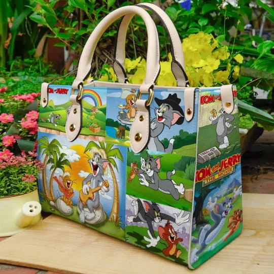 Tom and Jerry Leather Handbag, Women's Leather Bag Gift