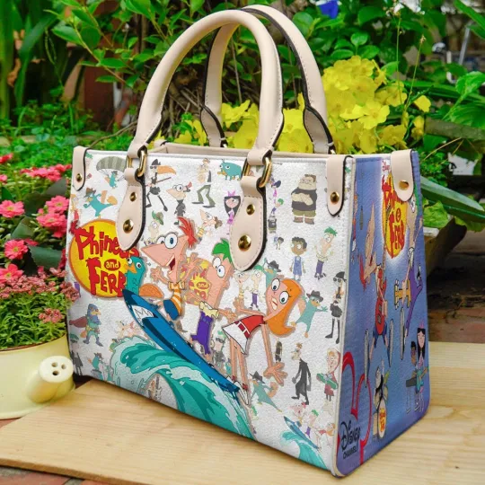 Phineas And Ferb Leather Handbag, Phineas Ferb Women's Leather Bag
