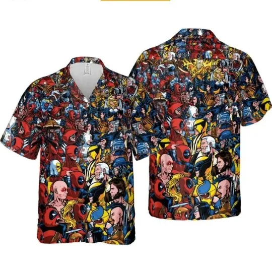 Deadpool and Wolverine Hawaiian Button Down Shirt