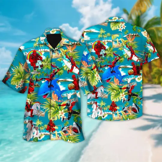 Deadpool Hawaiian Button Down Shirt