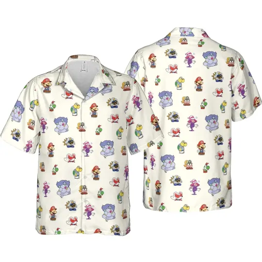 Super Mario Hawaiian Button Down Shirt