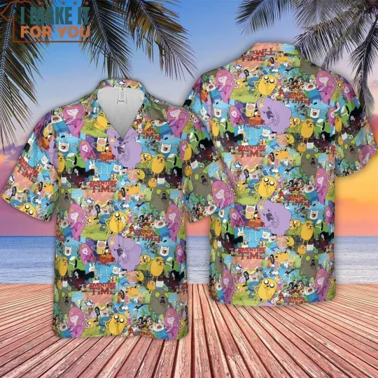 Adventure Time Characters Hawaiian Button Down Shirt