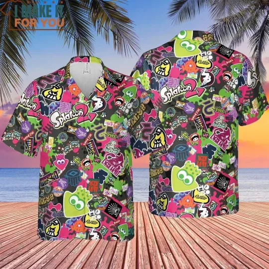 Splatoon Hawaiian Button Down Shirt
