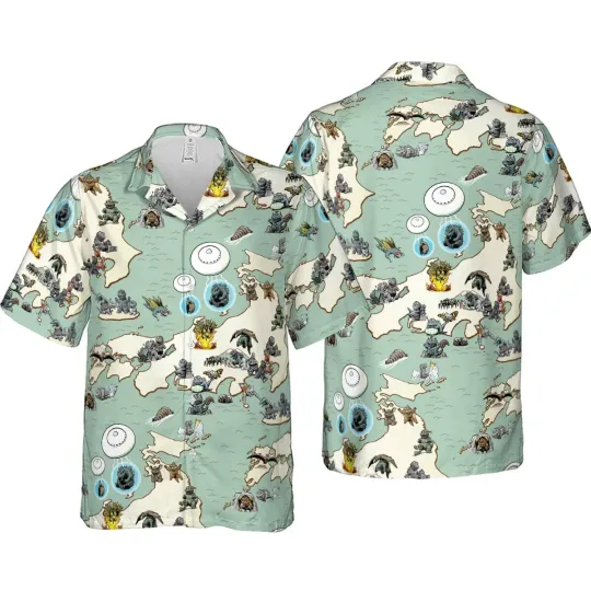 god zilla Hawaiian Button Down Shirt