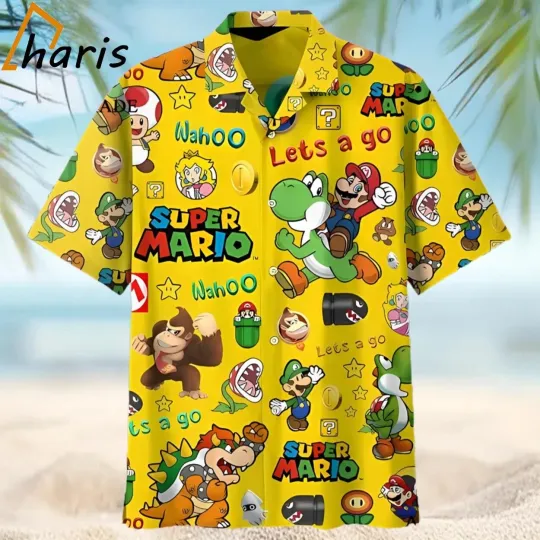 Super Mario Hawaiian Button Down Shirt