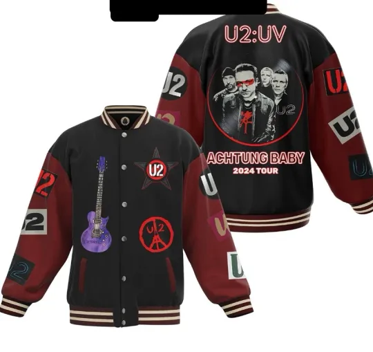 U2 UV Achtung Baby 2024 Tour Baseball Jacket