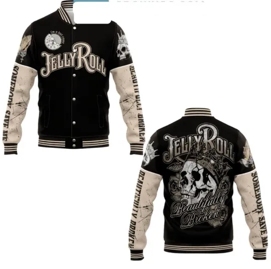 Jelly Roll Somebody Save Me From Beautifully Broken Baseball Jacket