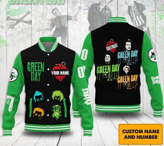 Green Day Fan Name Personalized Baseball Jacket