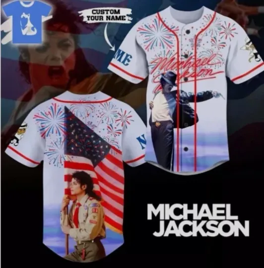 michael jackson happy 4th of july custom baseball jersey
