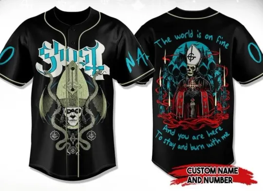 Ghost Rock Band The World Is On Fire Personalized Baseball Jersey