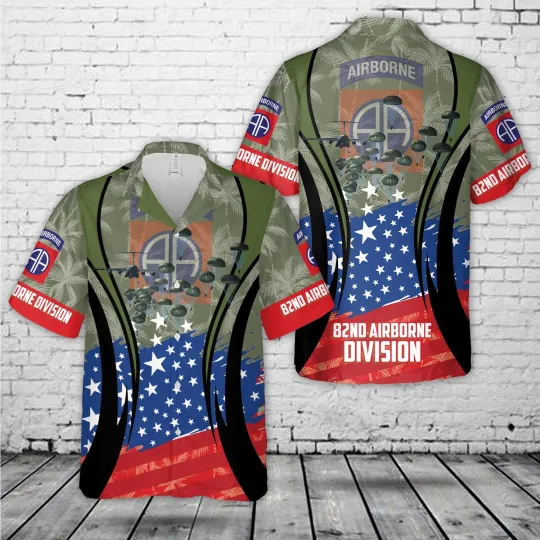 US Army 82nd Airborne Division 4th Of July Hawaiian Shir