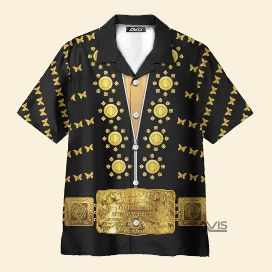 Elvis Butterfly Costume Black   Hawaiian Shirt ELHS27