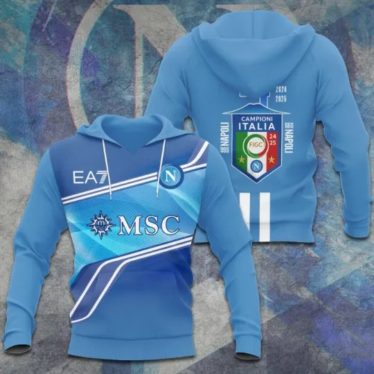 2025 Napoliiiii 3D Hoodie Unisex Pullover Gift for Fans of Italian Football Club