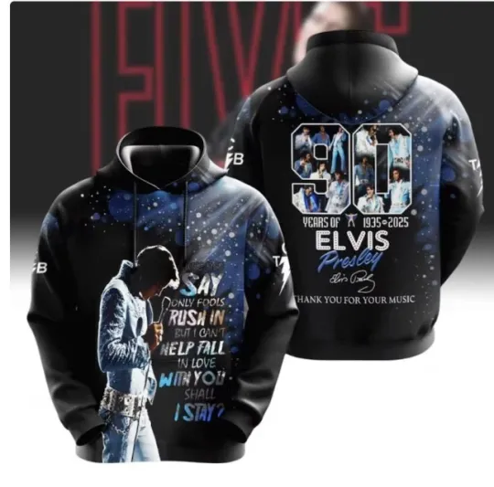 Elvis Presley 90 Year Hoodie 3d, all printed,2025 hoodie