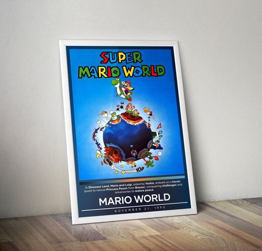 Super Mario World Poster | Super Mario | Gaming Posters | Video Game Posters | Wall Decor Posters