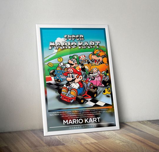 Mario Kart Poster | Super Mario | Gaming Posters | Video Game Posters | Wall Decor Poster