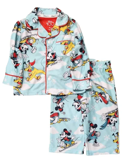 Disney Mickey Mouse Infant Boys Blue Christmas Holiday Pajama Set