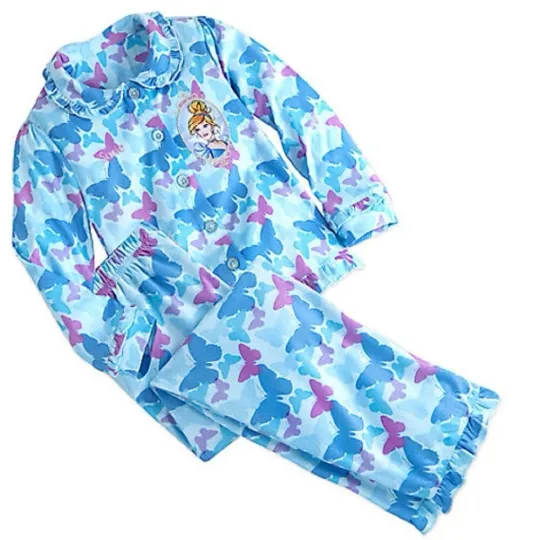 Disney Store Cinde Flannel Sleep Set Pajamas Princess Blue New