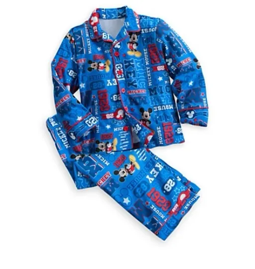 Disney Store Authentic Mickey Mouse Blue Pajama Set Boys Size 2 Toddler PJs NEW