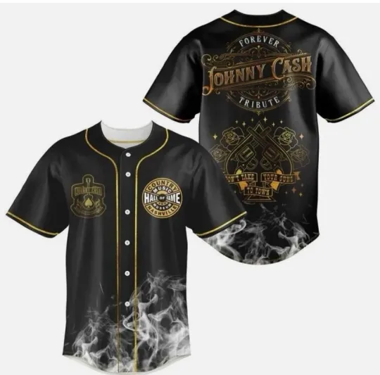 Johnny Cash baseball jersey hot tour 2025 3D