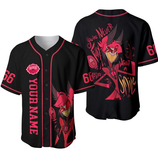 Custom Hazbin Hotel Alastor Baseball Jersey, Alastor Hazbin Baseball Shirt, Charlie Morningstar Jersey Shirt, Funny Anime Kids Jersey