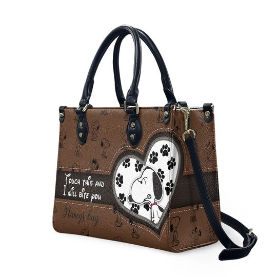 Personalized Snoppy Peanuts Leather Bag, Dog Lovers Women's Leather Bag Gift