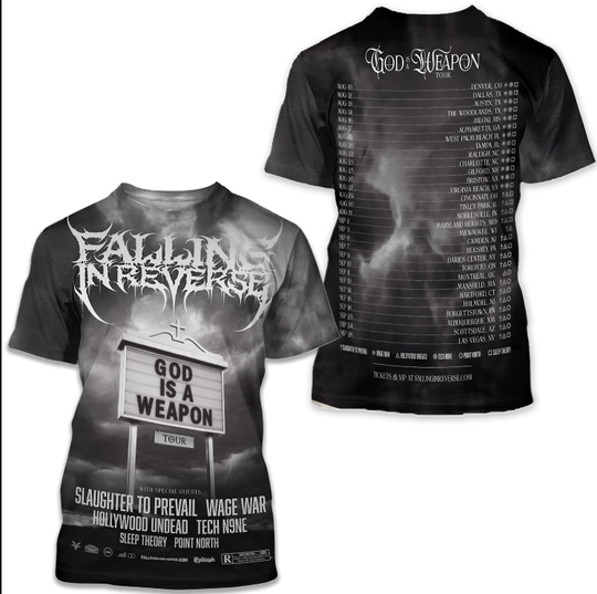 Falling In Reverse Tour 2025 US Canada Dates Two Sided 3D T-Shirt