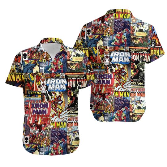 Vintage Comics Iron Man Hawaiian Shirt