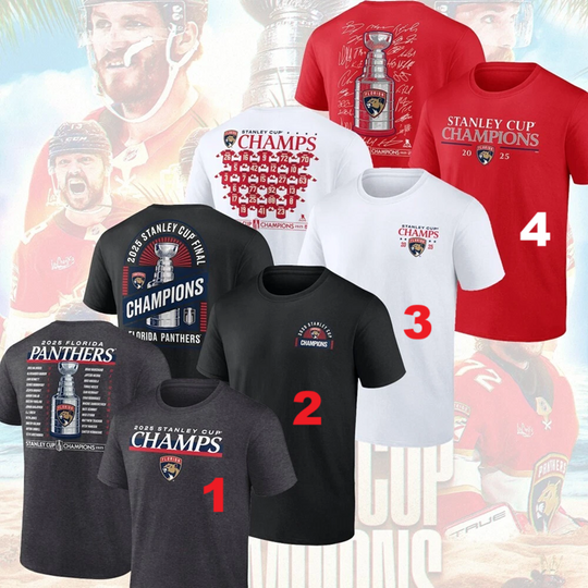 Florida Panthers 2025 Stanley Cup Champions Double-Sided T-Shirt for Fans